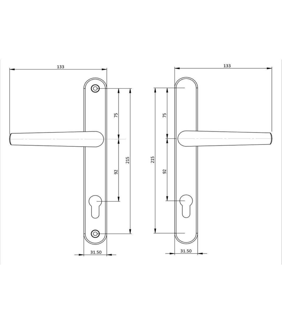 Endurance Black Hammered Lever Door Handle 92mm PZ, 215mm Centres - Image 2