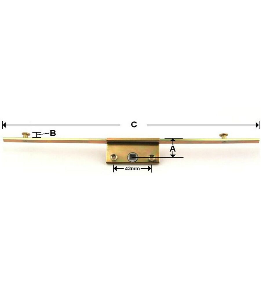 Trade Inline Window Espagnolette Lock 22mm Backset 8mm Mushroom Cams 1200mm Long - Image 2