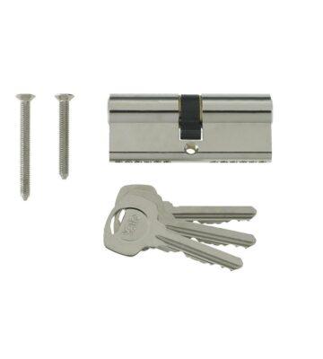 Yale 6 Pin Euro Profile Cylinder Lock Nickle 45/45 (90mm) c/w 3 Keys