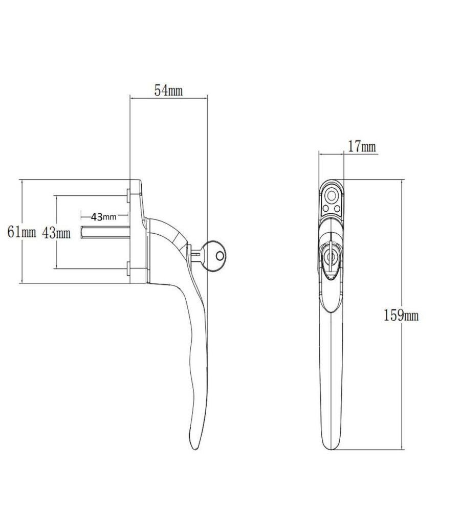 Endurance MK3 Flint - Inline 43mm Spindle Window Handle - Image 4