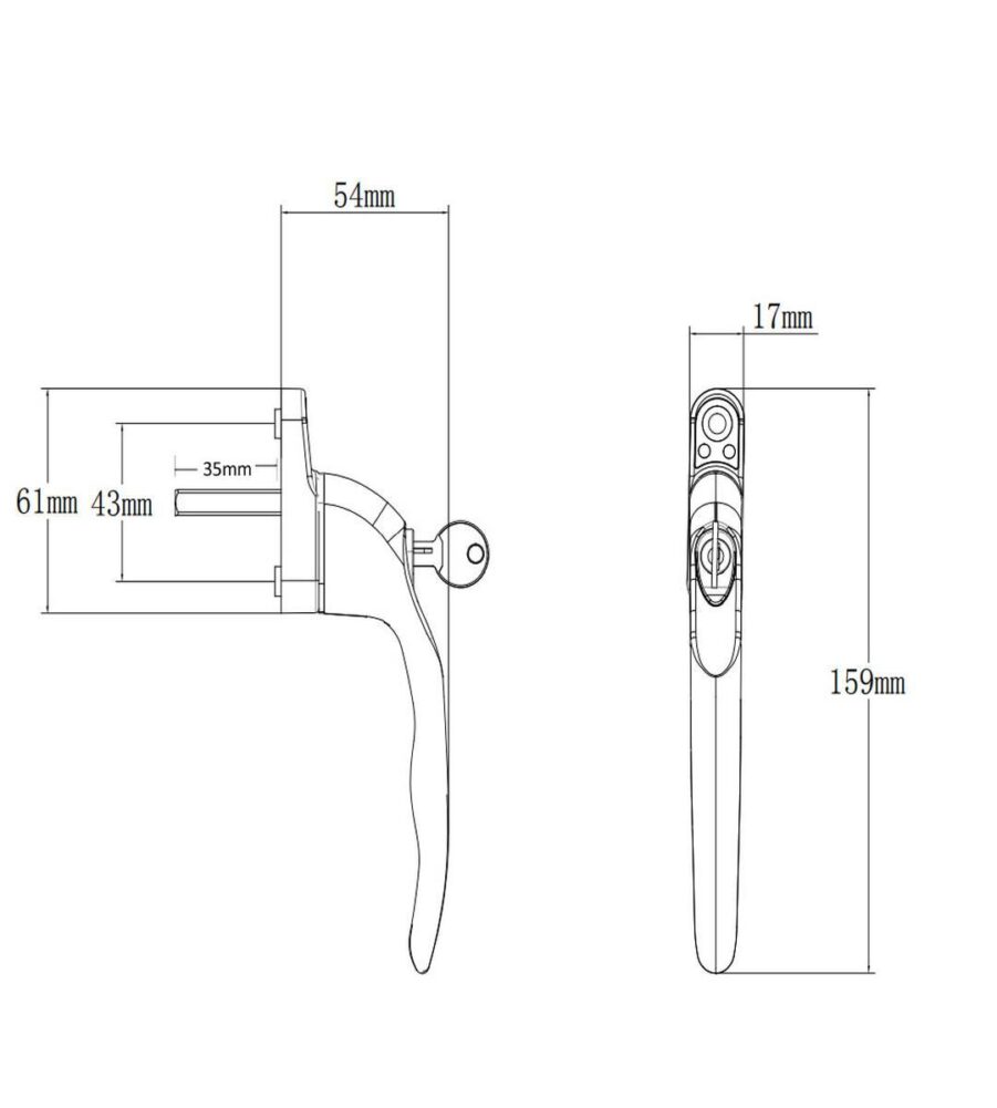Endurance MK3 White - Inline 35mm Spindle Window Handle - Image 4