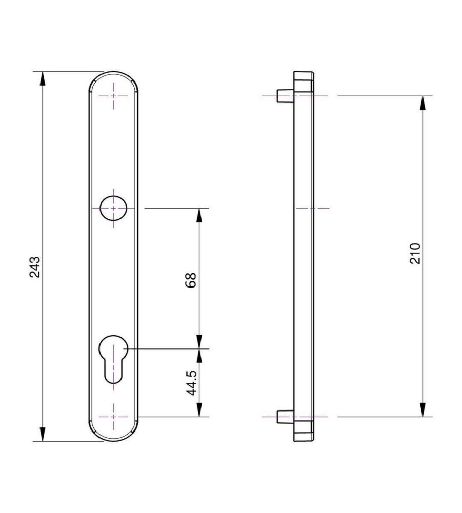 Fullex 68mm PZ, 215mm Centres Polished Chrome Door Handle - Image 4