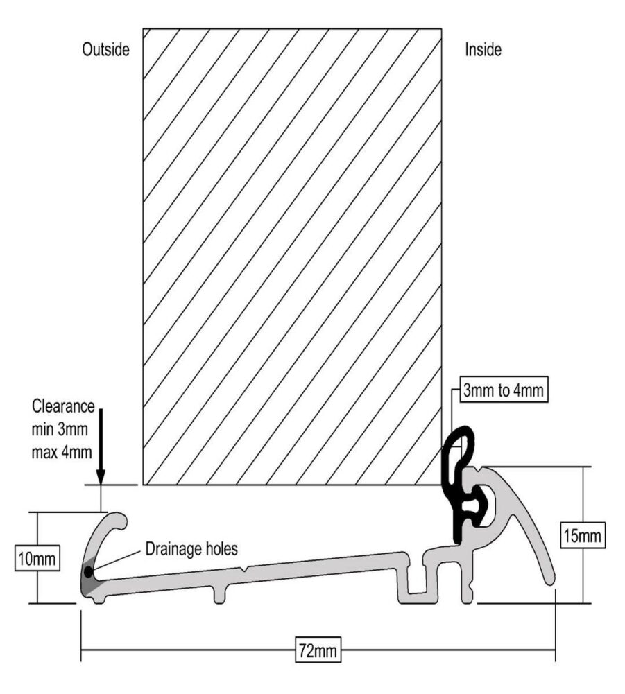 Stormguard 72mm Slimline Outward Opening Weatherbar c/w Deflector 2000mm Brass - Image 2