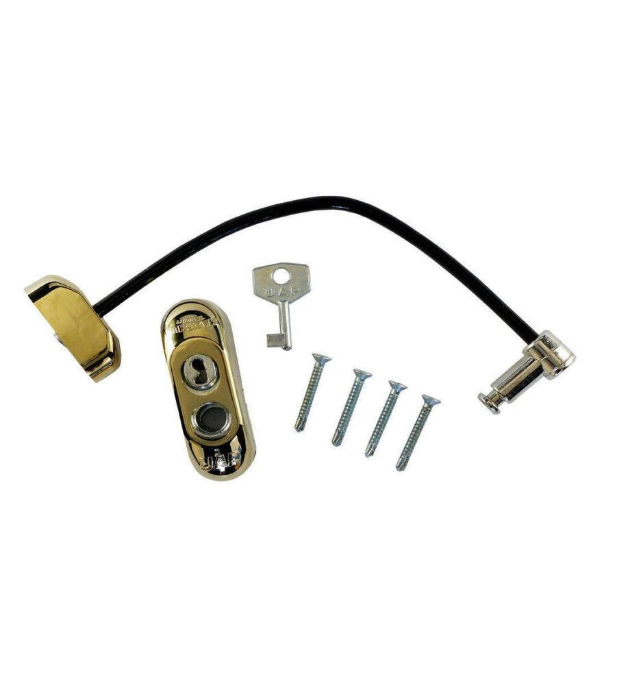 Max6mum Security Lockable Window Restrictor PVD Gold with Black Cable