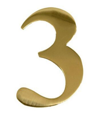 3” Brass Door Numeral 3