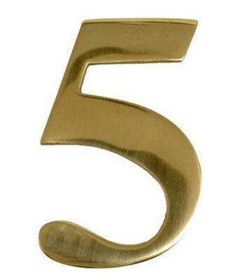3” Brass Door Numeral 5