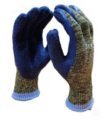 SAFE-T STGP1595F/09 10G Cut F Aramid/Steel Camouflage Liner Blue Crinkle Latex Size 9
