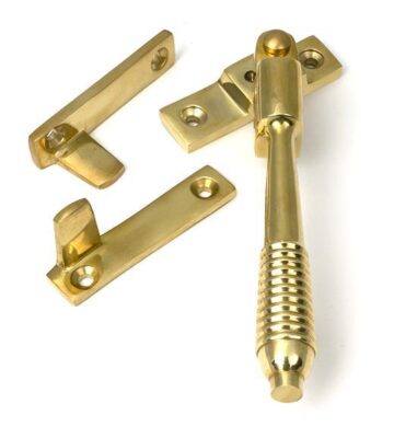 From The Anvil Polished Brass Night-Vent Locking Reeded Fastener