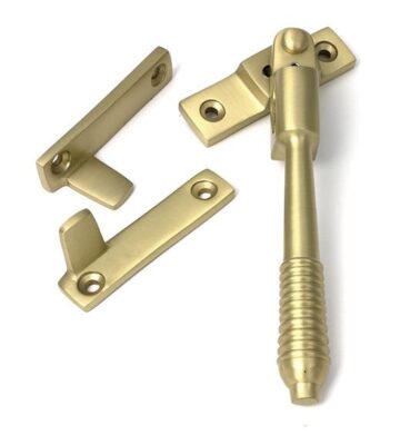 From The Anvil Satin Brass Night-Vent Locking Reeded Fastener