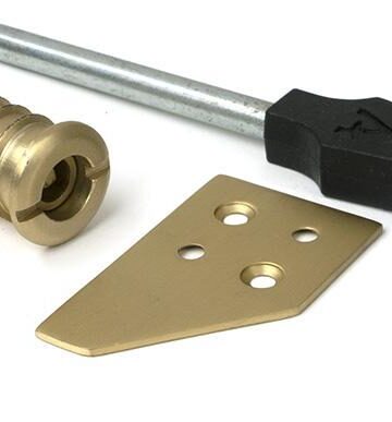 From The Anvil Satin Brass Key-Flush Sash Stop