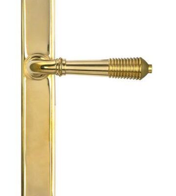 From The Anvil Polished Brass Reeded Slimline Lever Latch Set