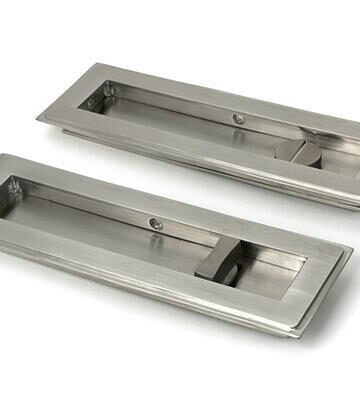 From The Anvil Satin Marine SS (316) 175mm Art Deco Rectangular Pull – Privacy Set