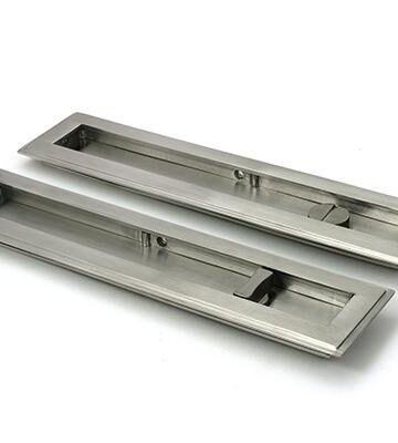 From The Anvil Satin Marine SS (316) 250mm Art Deco Rectangular Pull -Privacy Set