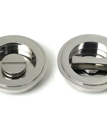 From The Anvil Polished Marine SS (316) 60mm Art Deco Round Pull – Privacy Set