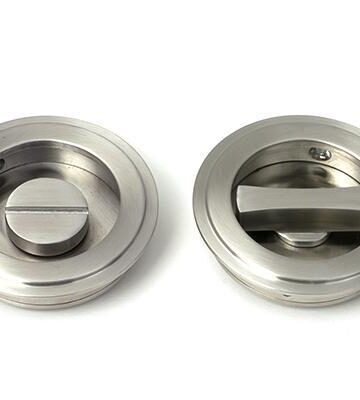 From The Anvil Satin Marine SS (316) 60mm Art Deco Round Pull – Privacy Set