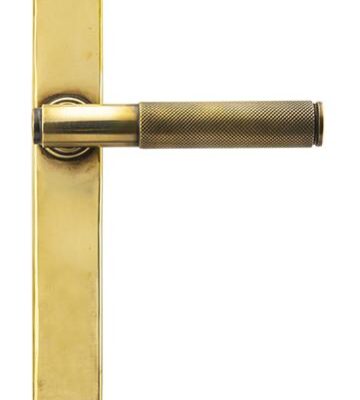 From The Anvil Aged Brass Brompton Slimline Lever Espag. Latch Set