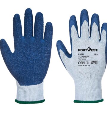 Portwest A100 Grip 10 Latex Glove – Grey/Blue