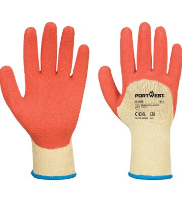 Portwest A105 Grip 10 Latex 3/4 Dipped Glove – Yellow/Orange