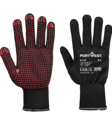 Portwest A110 Grip  13 PVC Dotted Glove – Black