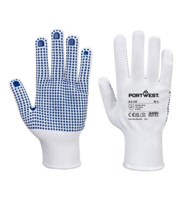 Portwest A110 Grip  13 PVC Dotted Glove – White/Blue