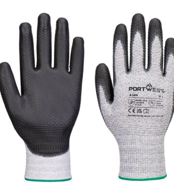 Portwest A124 Grip 13 PU Diamond Knit Glove (Pk12) – Grey/Black
