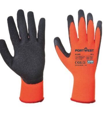 Portwest A140 Cold 10 Latex Crinkle Glove – Orange/Black