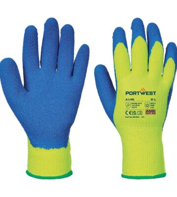 Portwest A145 Cold 7 Latex Crinkle Glove – Yellow/Blue