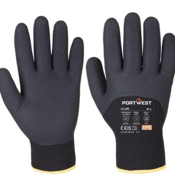 Portwest A146 Cold 15 Nitrile Sandy 3/4 Dipped Glove – Black