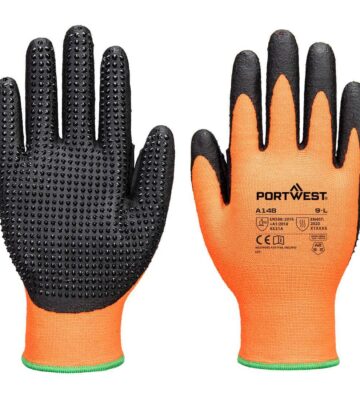 Portwest A148 Grip 13 Nitrile High Dotted Glove – Orange/Black