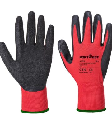 Portwest A174 Grip 13 Latex Crinkle Glove – Red/Black