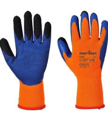 Portwest A185 Cold 7 Latex Crinkle Finger Dipped Glove – Orange/Blue