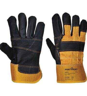Portwest A200 Leather Rigger 270 Cow Grain Palm Bar Glove – Yellow