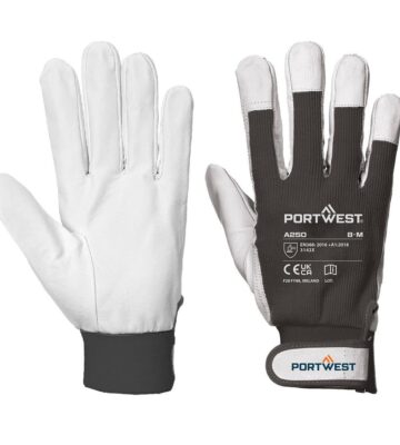 Portwest A250 Leather 110 Grain Palm Mechanical Glove – Black
