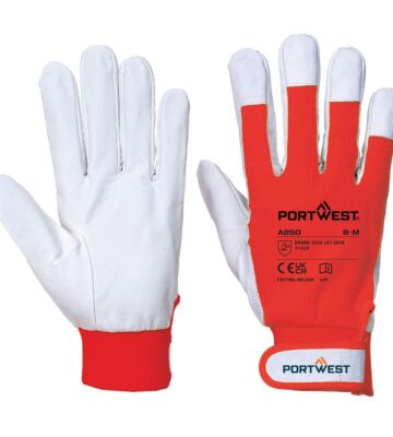 Portwest A250 Leather 110 Grain Palm Mechanical Glove – Red