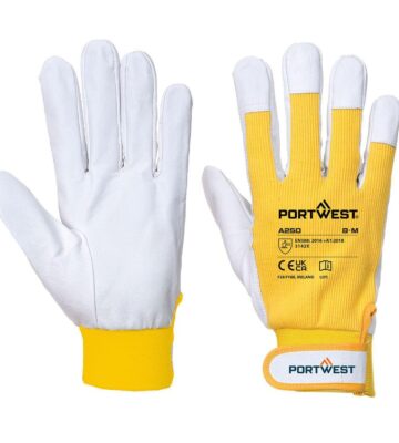 Portwest A250 Leather 110 Grain Palm Mechanical Glove – Yellow