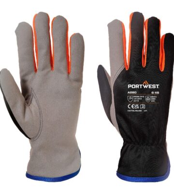 Portwest A280 Cold 240 Synthetic Leather Mechanical Glove – Black/Orange