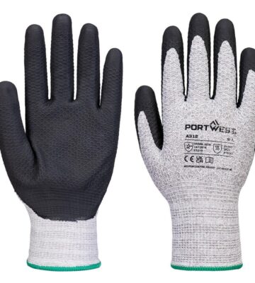 Portwest A312 Grip 13 Nitrile Diamond Knit Glove (Pk12) – Grey/Black