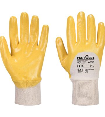 Portwest A330 Grip 12 Nitrile Light Knitwrist Glove – Yellow