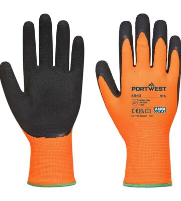 Portwest A340 Grip 13 Latex Foam Hi-Vis Glove – Orange/Black