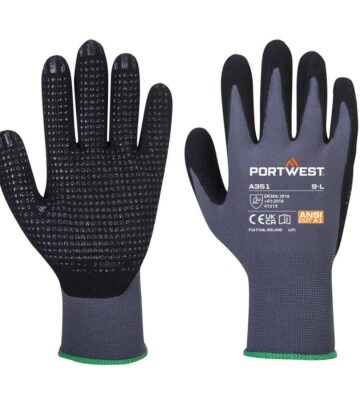 Portwest A351 Grip 15 Nitrile Sandy Dotted Glove – Grey/Black