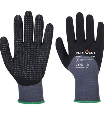 Portwest A353 Grip 15 Nitrile Sandy 3/4 Palm Dotted Glove – Grey/Black