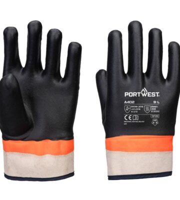 Portwest A402 Grip PVC Sandy Double Dipped Glove – Black/Orange