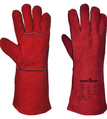 Portwest A500 Welders 210 Split Leather Red Gauntlet – Red