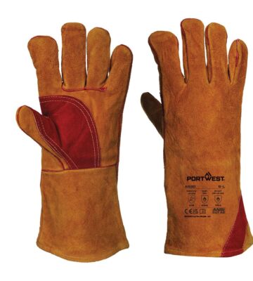 Portwest A530 Welders 330 Split Leather Reinforced Palm Gauntlet – Brown