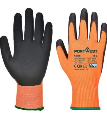 Portwest A625 Cut D13 PU Viz-Tex Glove – Orange/Black