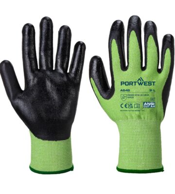 Portwest A645 Cut D13 Nitrile Green Glove – Green/Black