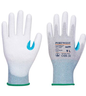 Portwest A699 MR13 ESD PU Palm Glove (Pk12) – Grey/White