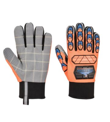 Portwest A726 Impact B205 Waterproof Dotted Palm Glove – Orange/Blue
