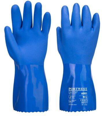 Portwest A881 Chem 300 PVC Marine Gauntlet – Blue