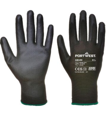 Portwest AB129 Grip 13 PU Palm Essential Full Box (288 Pairs) – Black